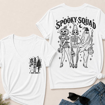 Spooky Squad – Custom EST.Year Vintage Halloween Trio Women’s V-Neck T-Shirt