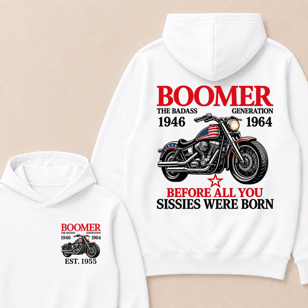 Boomer The Badass Generation Motorcycle rider Custom EST.Year Hoodie