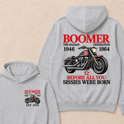 Boomer The Badass Generation Motorcycle rider Custom EST.Year Hoodie