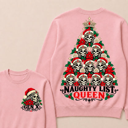 Naughty List Queen – Gen X Custom EST. Year Skeleton Queen Christmas Tree Sweatshirt