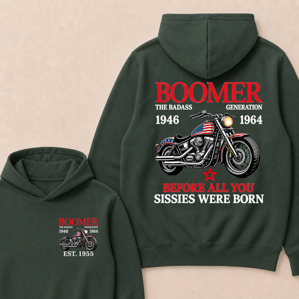 Boomer The Badass Generation Motorcycle rider Custom EST.Year Hoodie