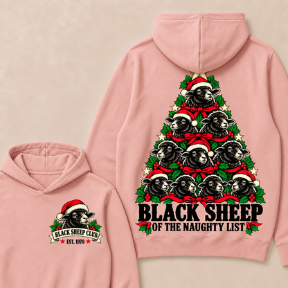 Black Sheep of the Naughty List – Custom EST. Year Black Sheep Christmas Tree Hoodie