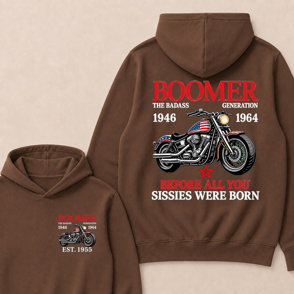Boomer The Badass Generation Motorcycle rider Custom EST.Year Hoodie