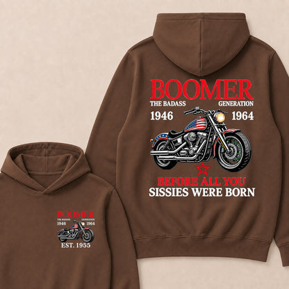 Boomer The Badass Generation Motorcycle rider Custom EST.Year Hoodie