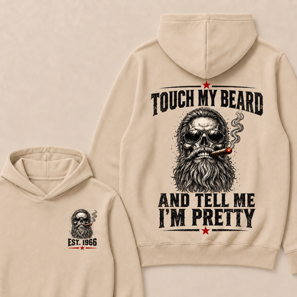 Touch My Beard And Tell Me I'm Pretty T-Shirt, EST 1966 Skull Beard Sunglasses Cigar Hoodie