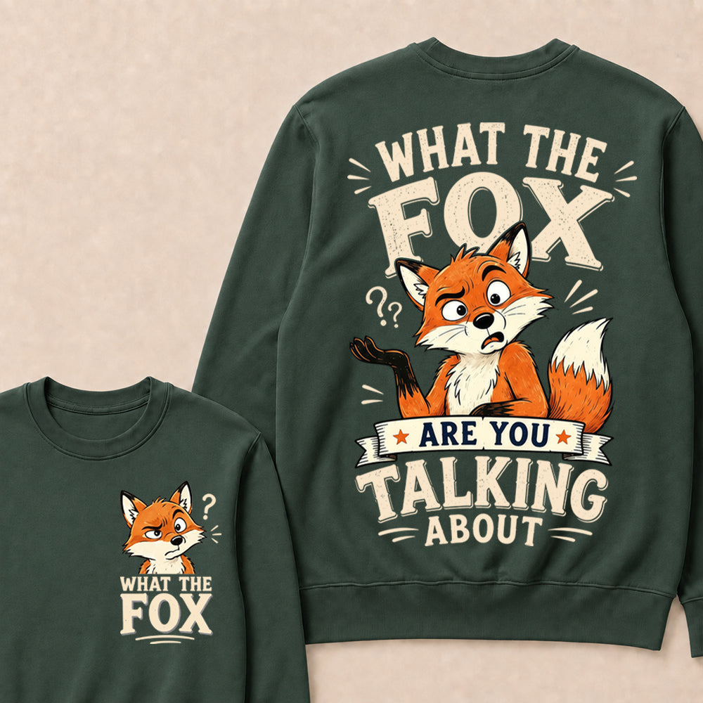 "What The Fox" Confused Shrug Crewneck