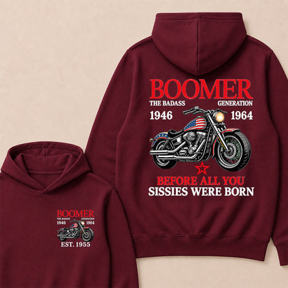 Boomer The Badass Generation Motorcycle rider Custom EST.Year Hoodie