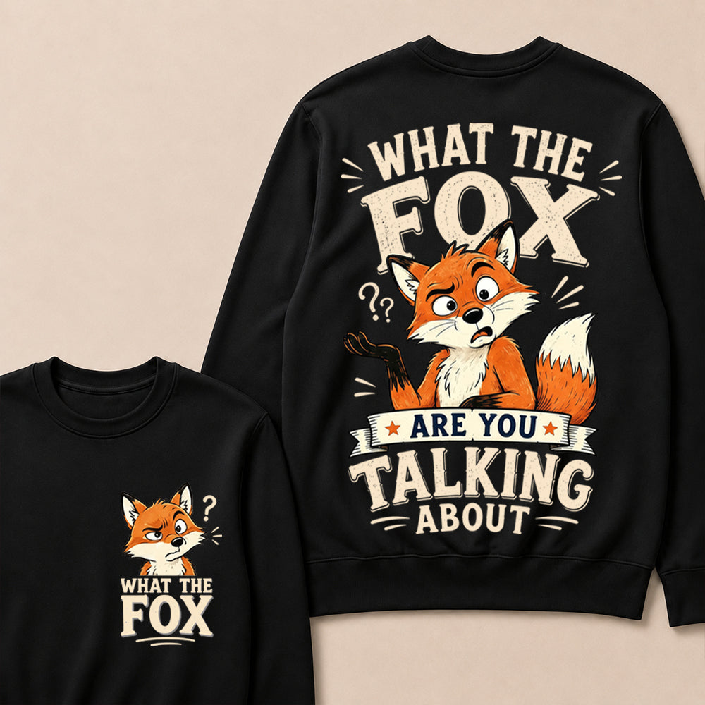 "What The Fox" Confused Shrug Crewneck