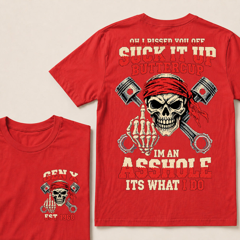 Funny "I'm An Asshole" Skeleton Middle Finger T-Shirt | 8-Bit Pixel Mechanic Graphic Tee