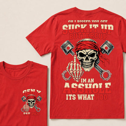 Funny "I'm An Asshole" Skeleton Middle Finger T-Shirt | 8-Bit Pixel Mechanic Graphic Tee