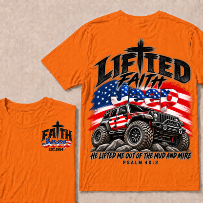 Custom Year Lifted Faith Jeep He Lifted Me Out Of The Mud And Mire Psalm 40:2 T-Shirts