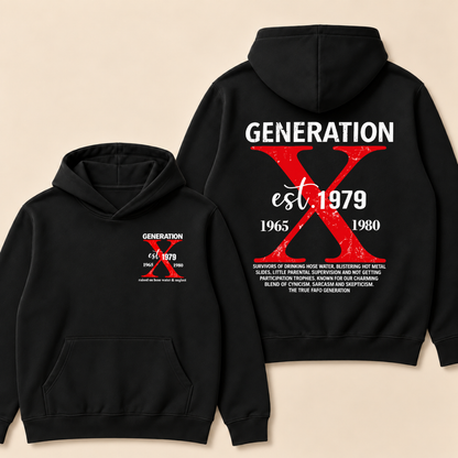 GENERATION X est. Year – Vintage Distressed Retro Hoodie Hoodie