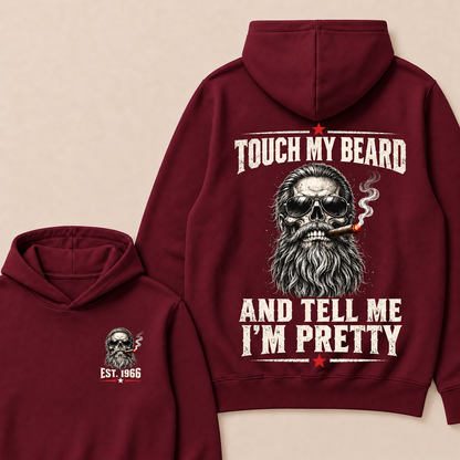 Touch My Beard And Tell Me I'm Pretty T-Shirt, EST 1966 Skull Beard Sunglasses Cigar Hoodie