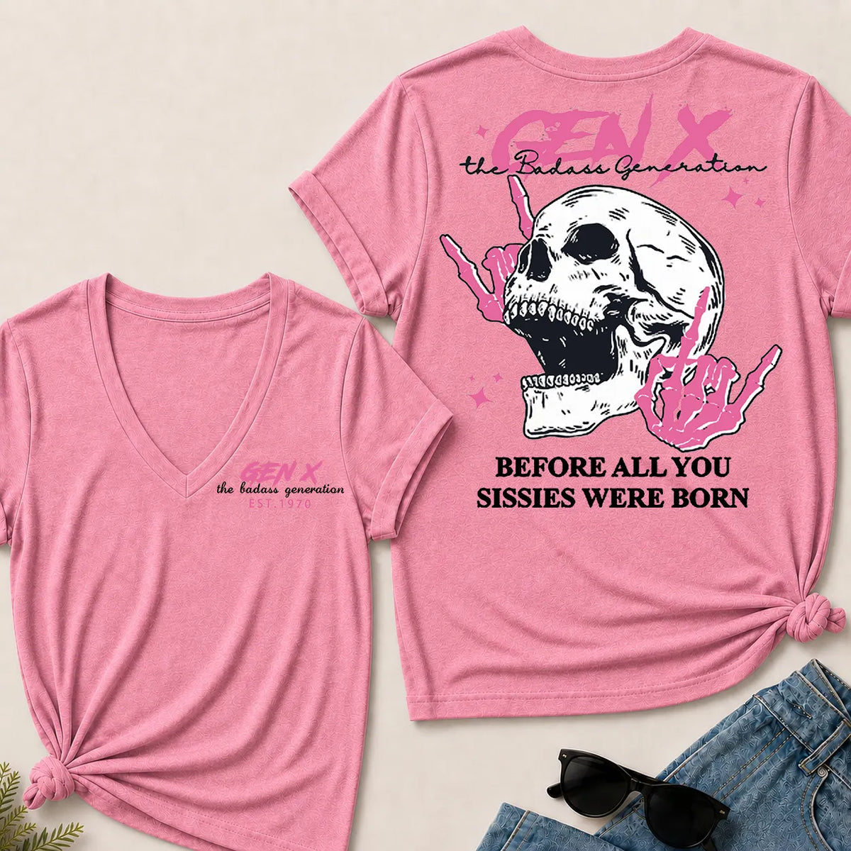 "Gen X – The Badass Generation" V-Neck Tee