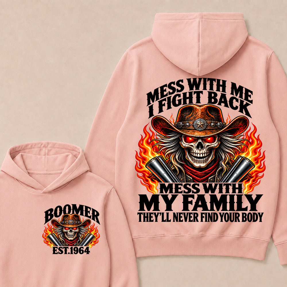 Mess With Me I Fight Back Custom Year Boomer EST.Year Cowboy Skull Hoodie