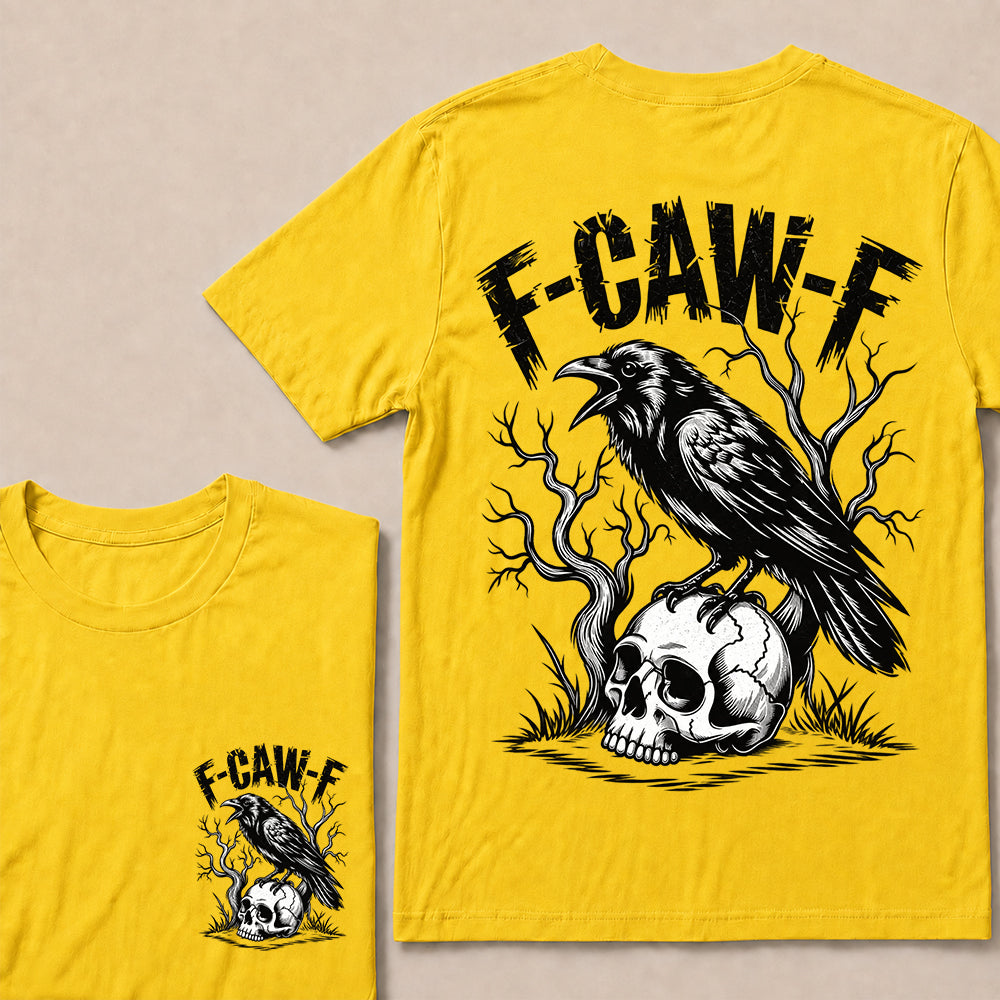 F-CAW-F – Vintage Crow & Skull Graphic T-Shirt