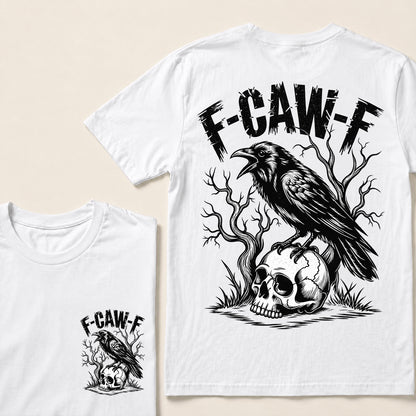 F-CAW-F – Vintage Crow & Skull Graphic T-Shirt