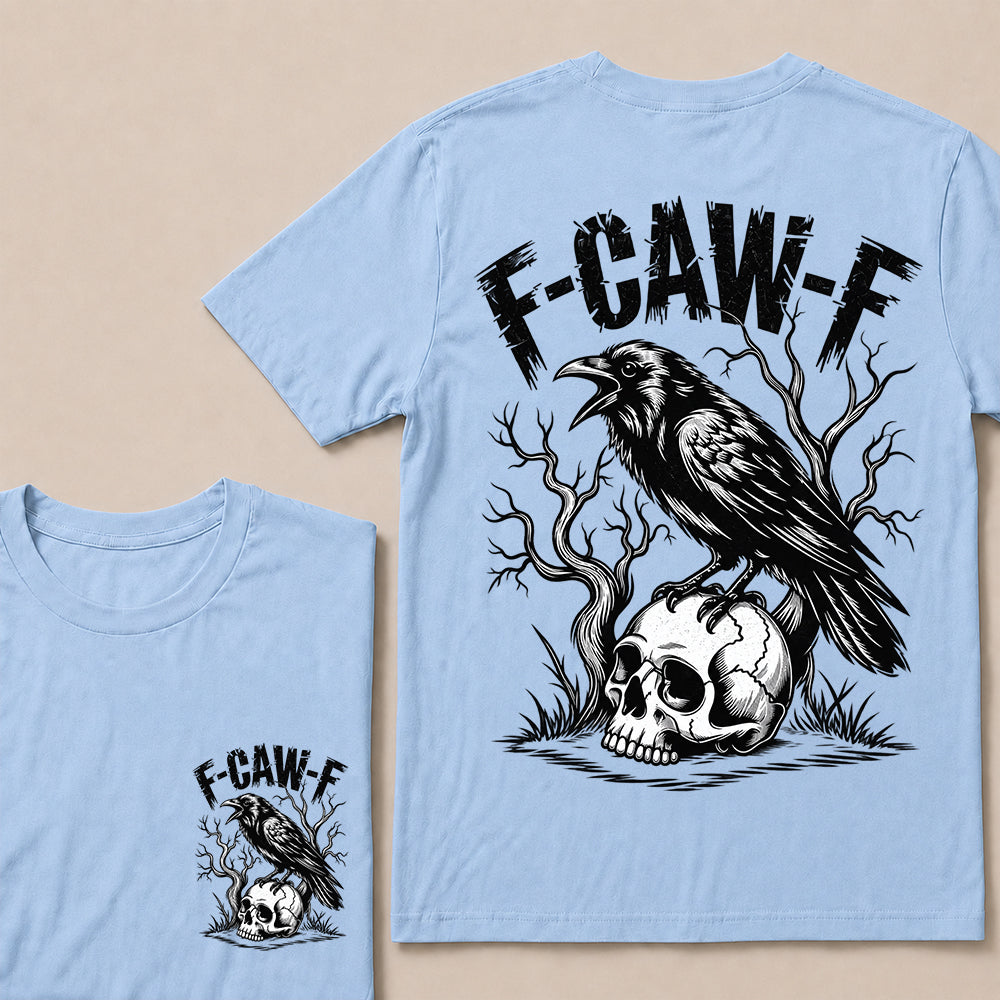 F-CAW-F – Vintage Crow & Skull Graphic T-Shirt