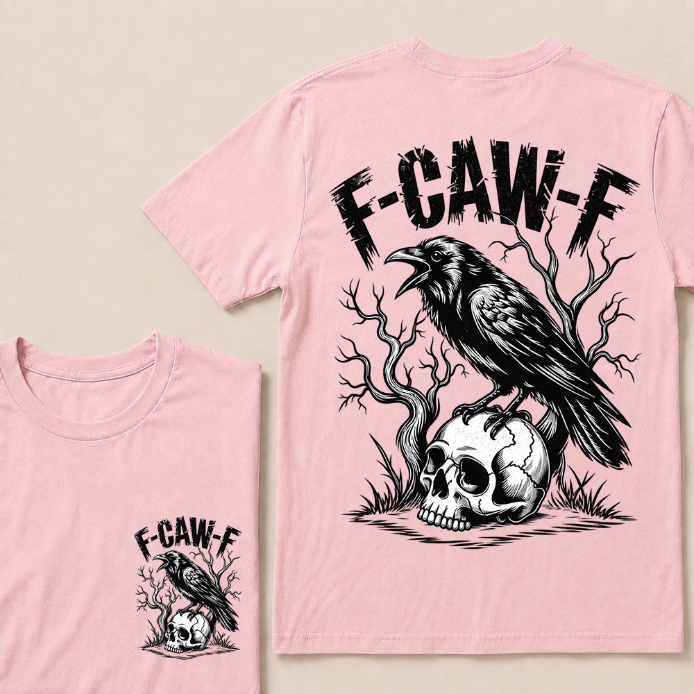 F-CAW-F – Vintage Crow & Skull Graphic T-Shirt