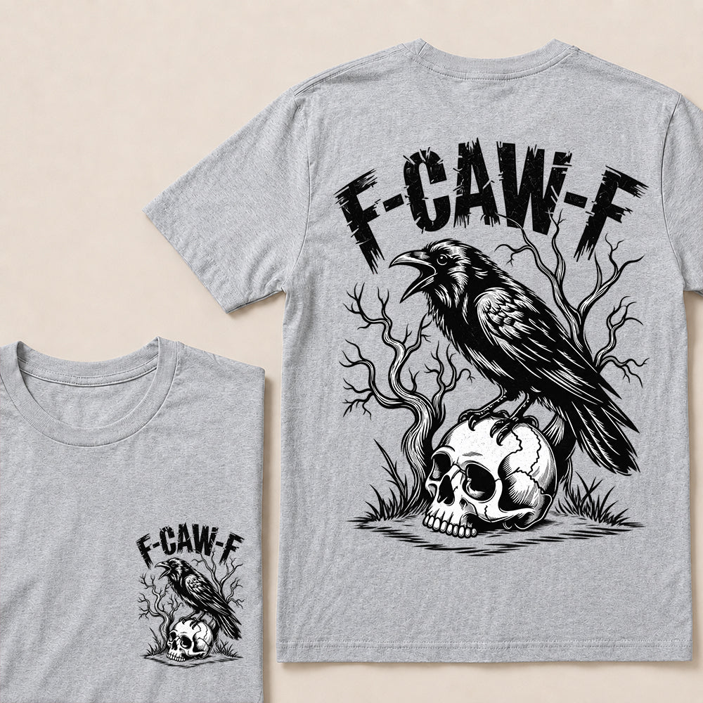 F-CAW-F – Vintage Crow & Skull Graphic T-Shirt