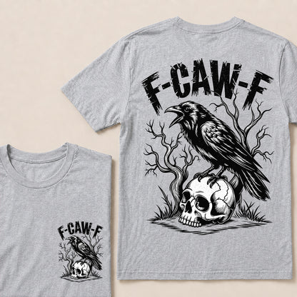F-CAW-F – Vintage Crow & Skull Graphic T-Shirt