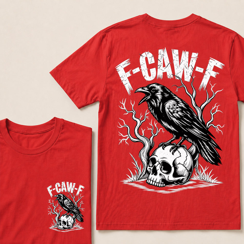 F-CAW-F – Vintage Crow & Skull Graphic T-Shirt