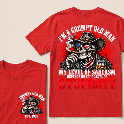 I’m a Grumpy Old Man My Level of Sarcasm Depends on Your Level of Stupidity – Custom EST.Year Cowboy Skull & Cigar T-Shirt