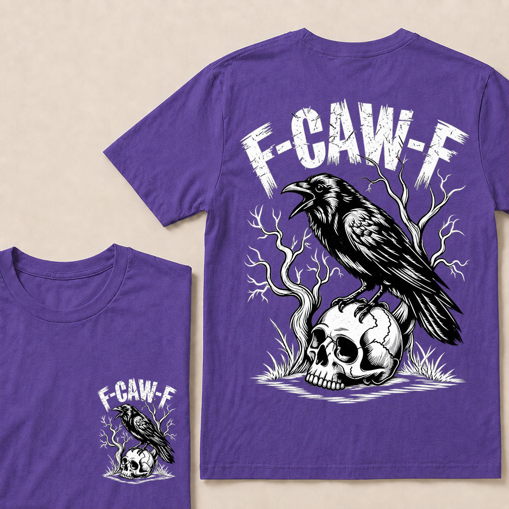 F-CAW-F – Vintage Crow & Skull Graphic T-Shirt