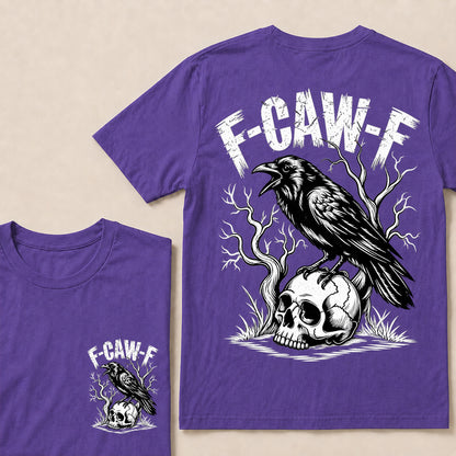 F-CAW-F – Vintage Crow & Skull Graphic T-Shirt