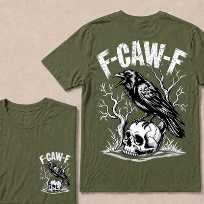 F-CAW-F – Vintage Crow & Skull Graphic T-Shirt