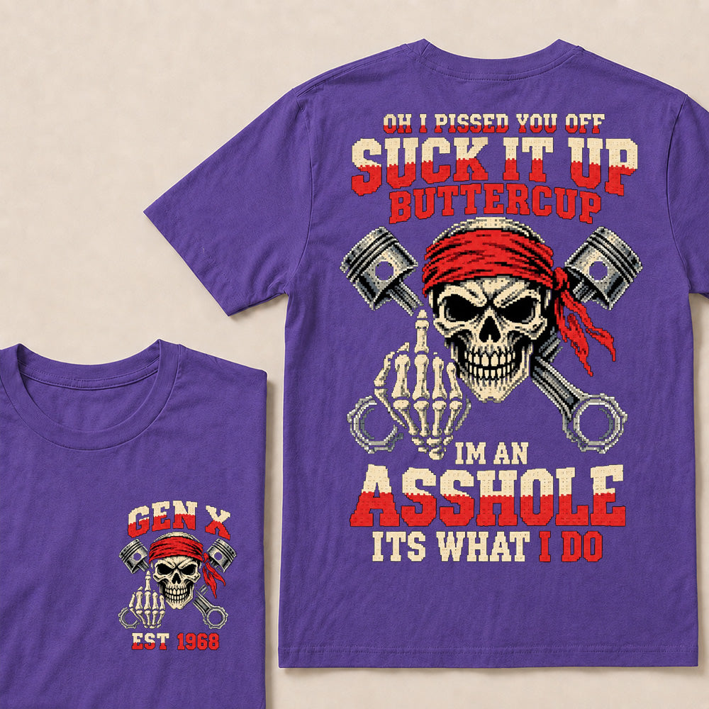 Funny "I'm An Asshole" Skeleton Middle Finger T-Shirt | 8-Bit Pixel Mechanic Graphic Tee