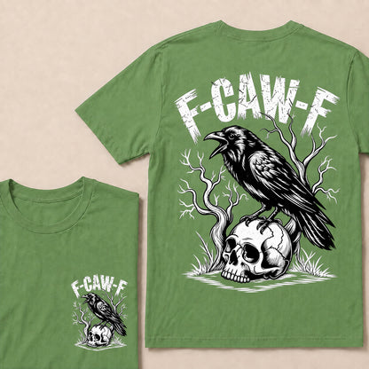 F-CAW-F – Vintage Crow & Skull Graphic T-Shirt