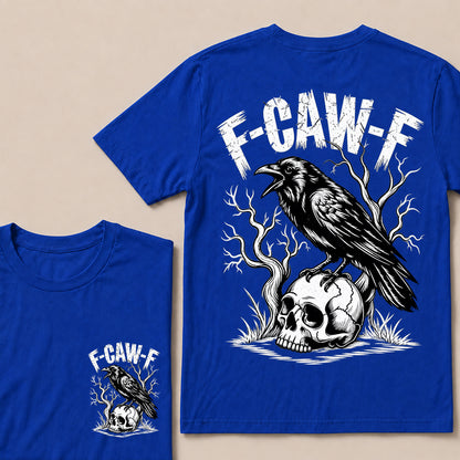 F-CAW-F – Vintage Crow & Skull Graphic T-Shirt