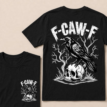 F-CAW-F – Vintage Crow & Skull Graphic T-Shirt