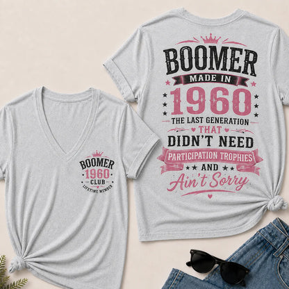 Custom Boomer Year "Boomer – Made in 1960" V-Neck Tee