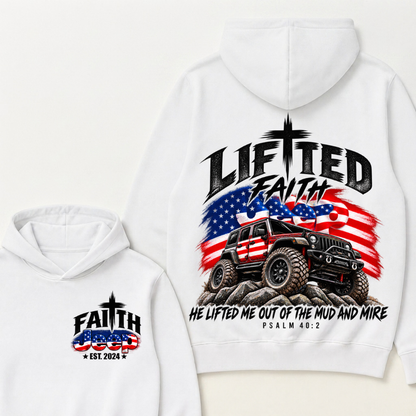 Custom Year Lifted Faith Jeep He Lifted Me Out Of The Mud And Mire Psalm 40:2 Hoodie