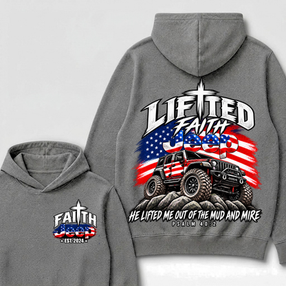 Custom Year Lifted Faith Jeep He Lifted Me Out Of The Mud And Mire Psalm 40:2 Hoodie