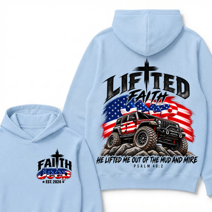 Custom Year Lifted Faith Jeep He Lifted Me Out Of The Mud And Mire Psalm 40:2 Hoodie
