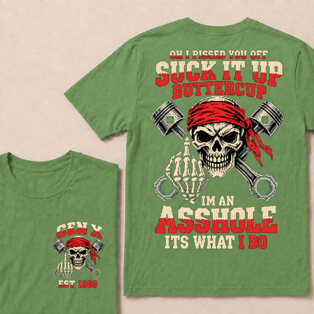 Funny "I'm An Asshole" Skeleton Middle Finger T-Shirt | 8-Bit Pixel Mechanic Graphic Tee