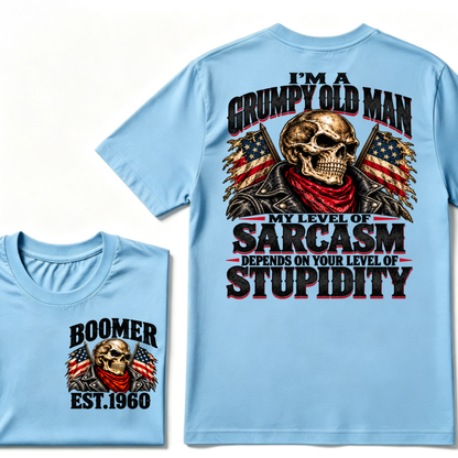 I'M A GRUMPY OLD MAN MY LEVEL OF SARCASM DEPENDS ON YOUR LEVEL OF STUPIDITY EST.Year Graphic Tee
