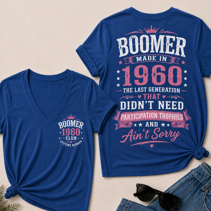 Custom Boomer Year "Boomer – Made in 1960" V-Neck Tee