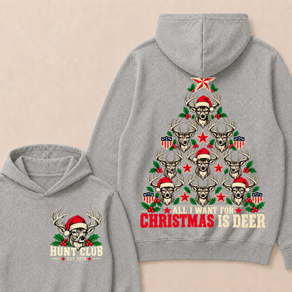 All I Want for Christmas Is Deer – Custom EST. Year Hunt Club Deer Christmas Tree Hoodie