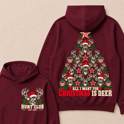 All I Want for Christmas Is Deer – Custom EST. Year Hunt Club Deer Christmas Tree Hoodie