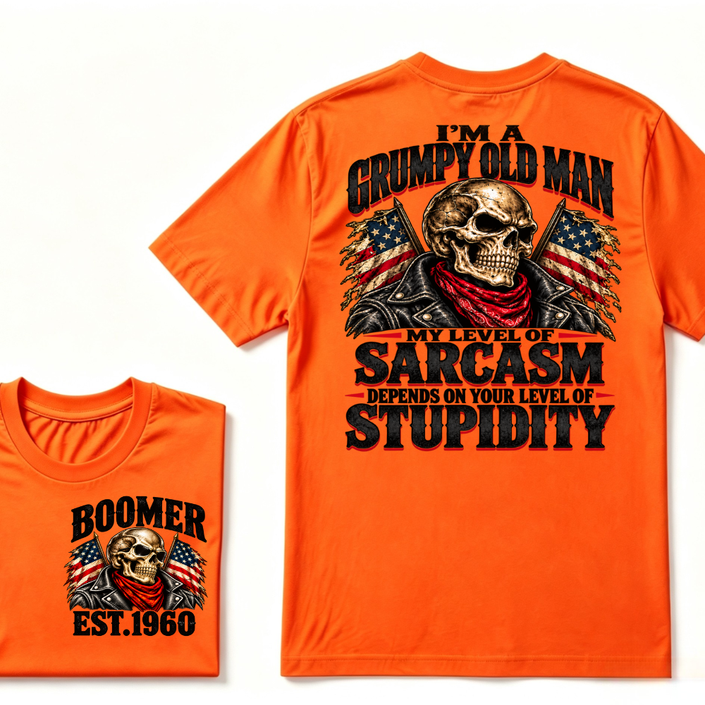 I'M A GRUMPY OLD MAN MY LEVEL OF SARCASM DEPENDS ON YOUR LEVEL OF STUPIDITY EST.Year Graphic Tee