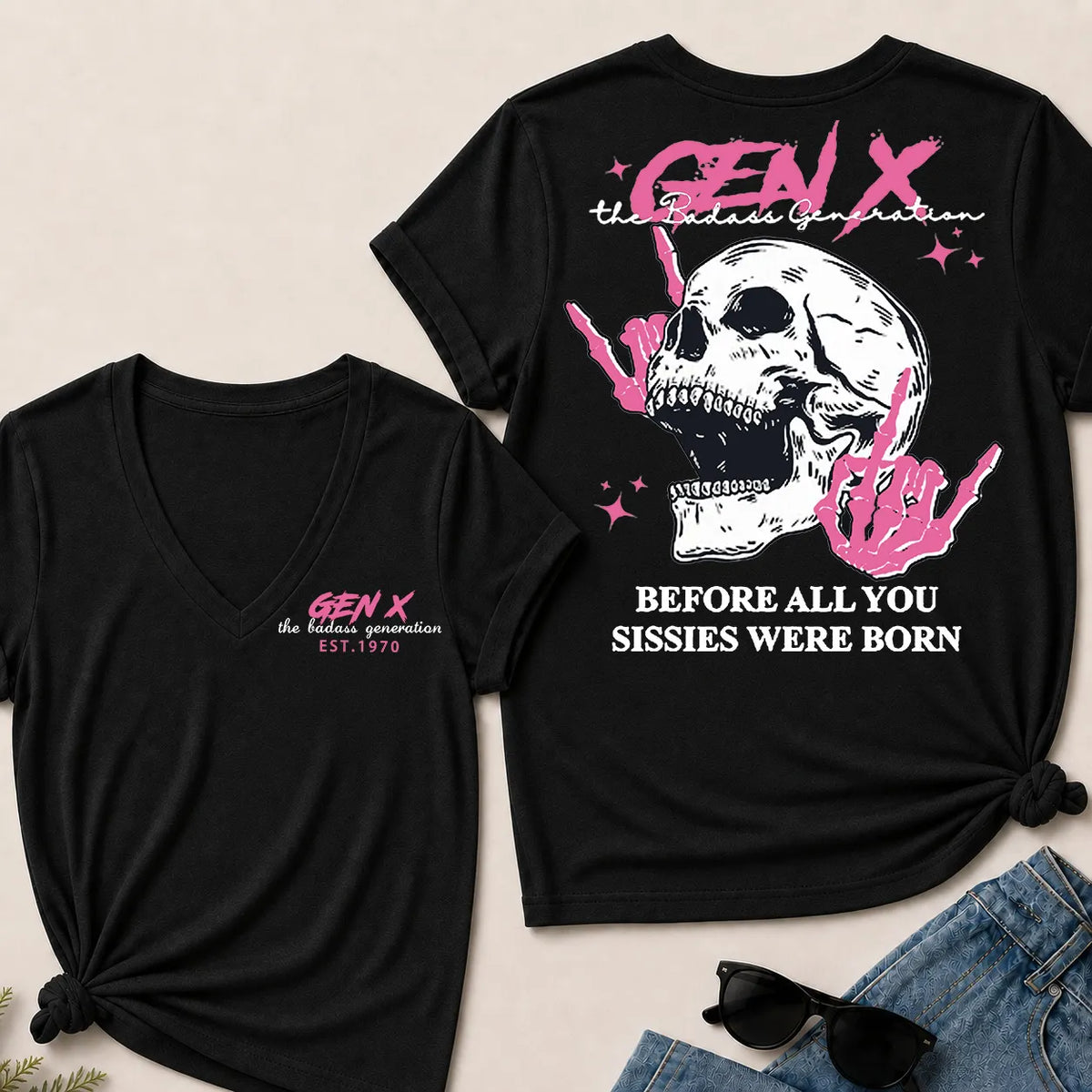 "Gen X – The Badass Generation" V-Neck Tee