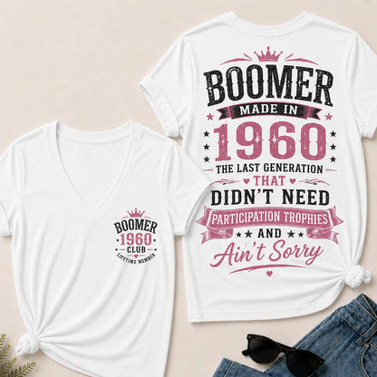 Custom Boomer Year "Boomer – Made in 1960" V-Neck Tee