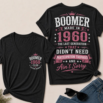 Custom Boomer Year "Boomer – Made in 1960" V-Neck Tee